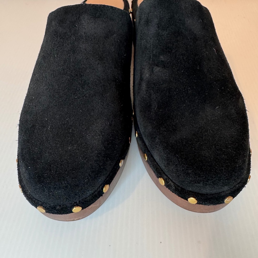 J Crew Dakota Suede Studded Wooden Clogs Mules Women Size 8.5 - Picture 4 of 9